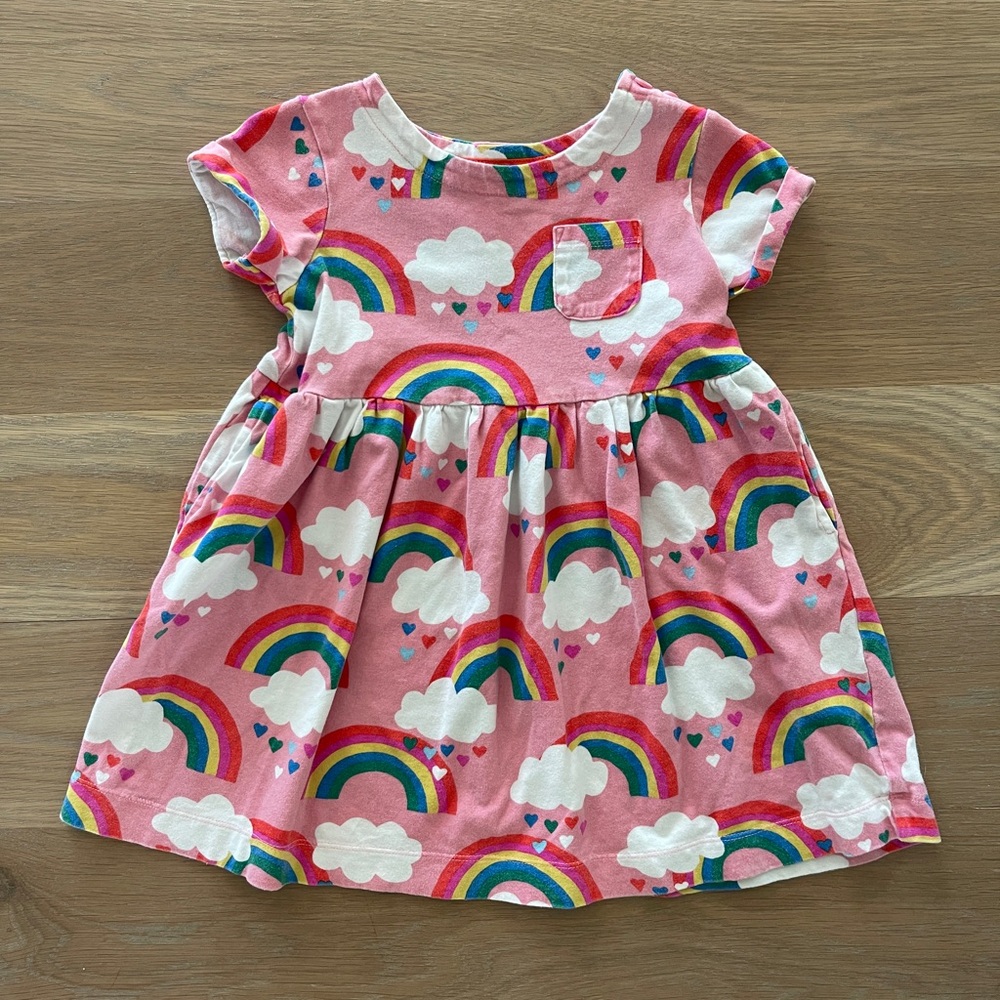 Mini Boden Pink Pleated Sundress with Flutter Sleeves